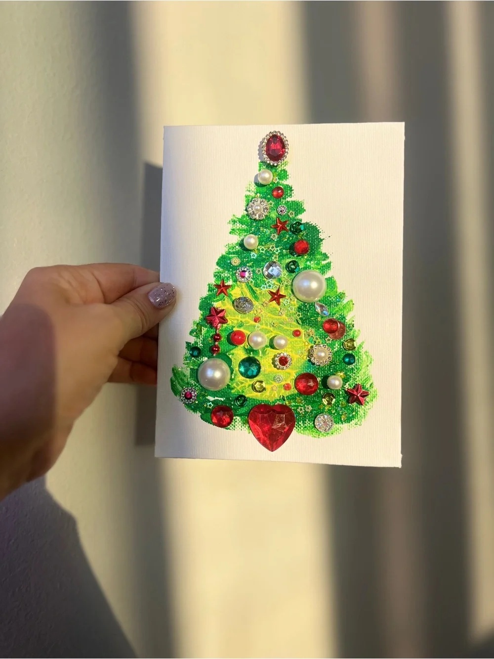 Handcrafted Green Embellished Holiday Tree Wall Art